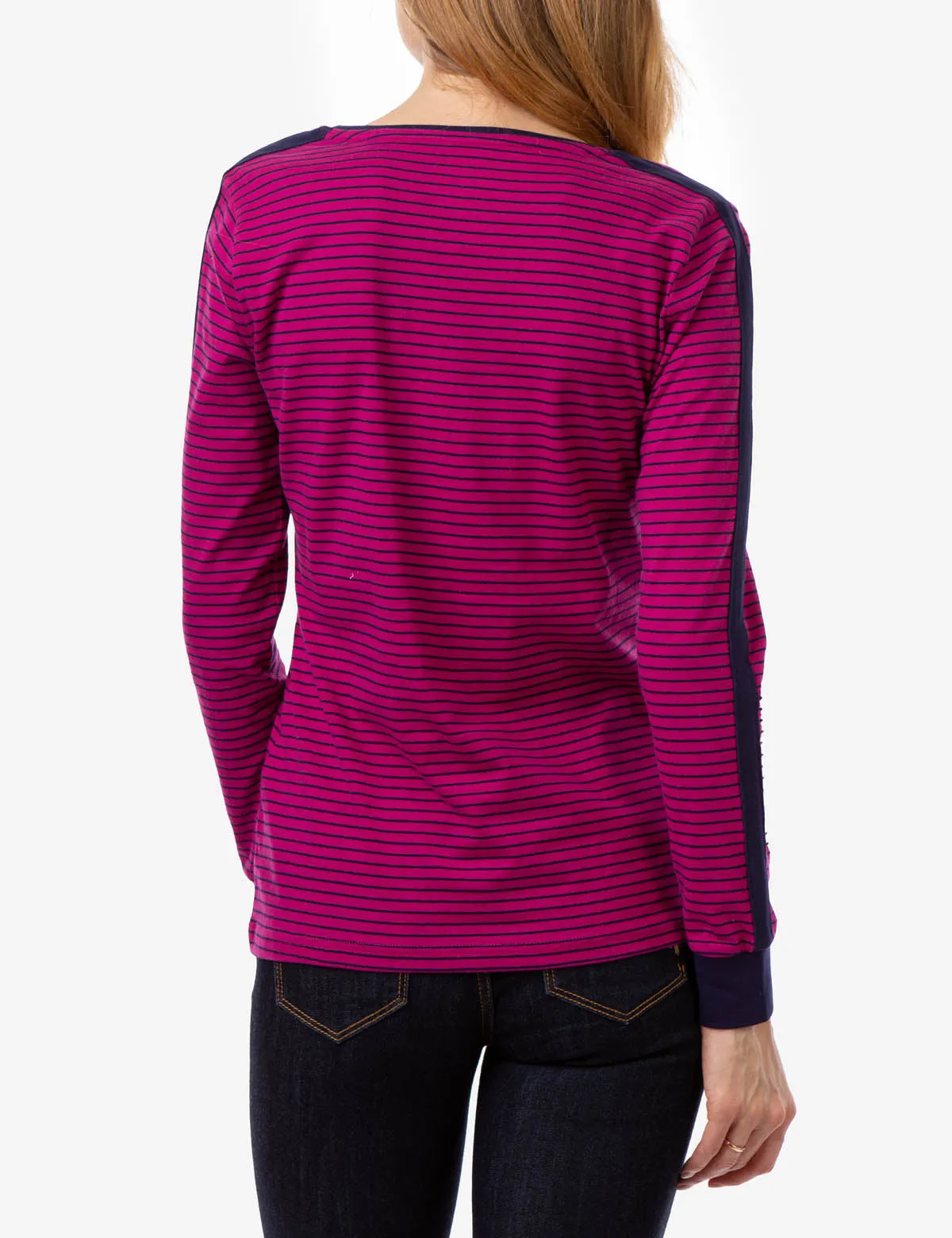STRIPED V-NECK LONG SLEEVE T-SHIRT