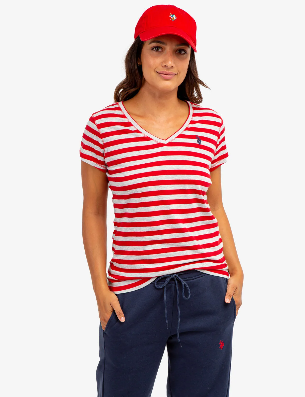 STRIPED V-NECK T-SHIRT