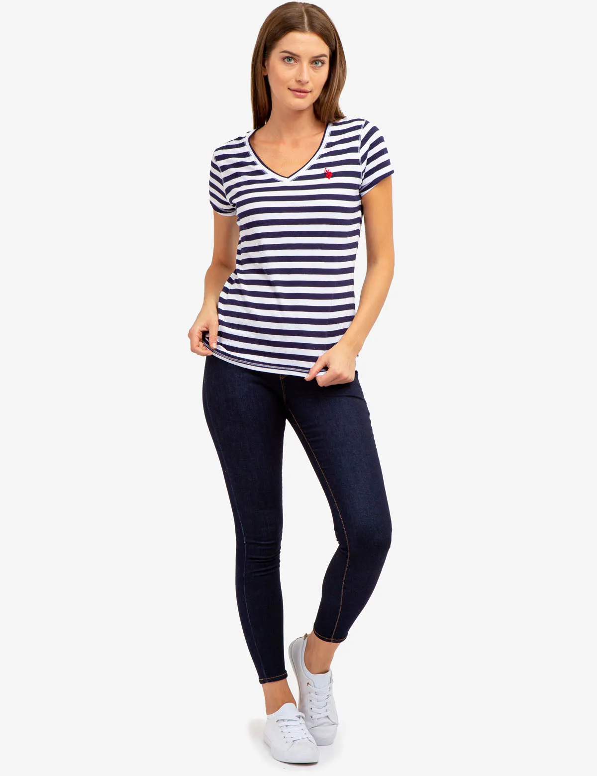 STRIPED V-NECK T-SHIRT