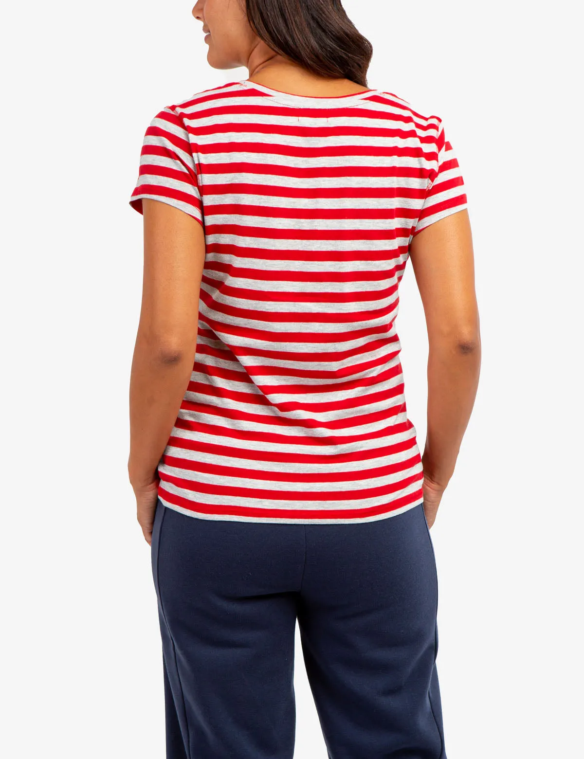 STRIPED V-NECK T-SHIRT