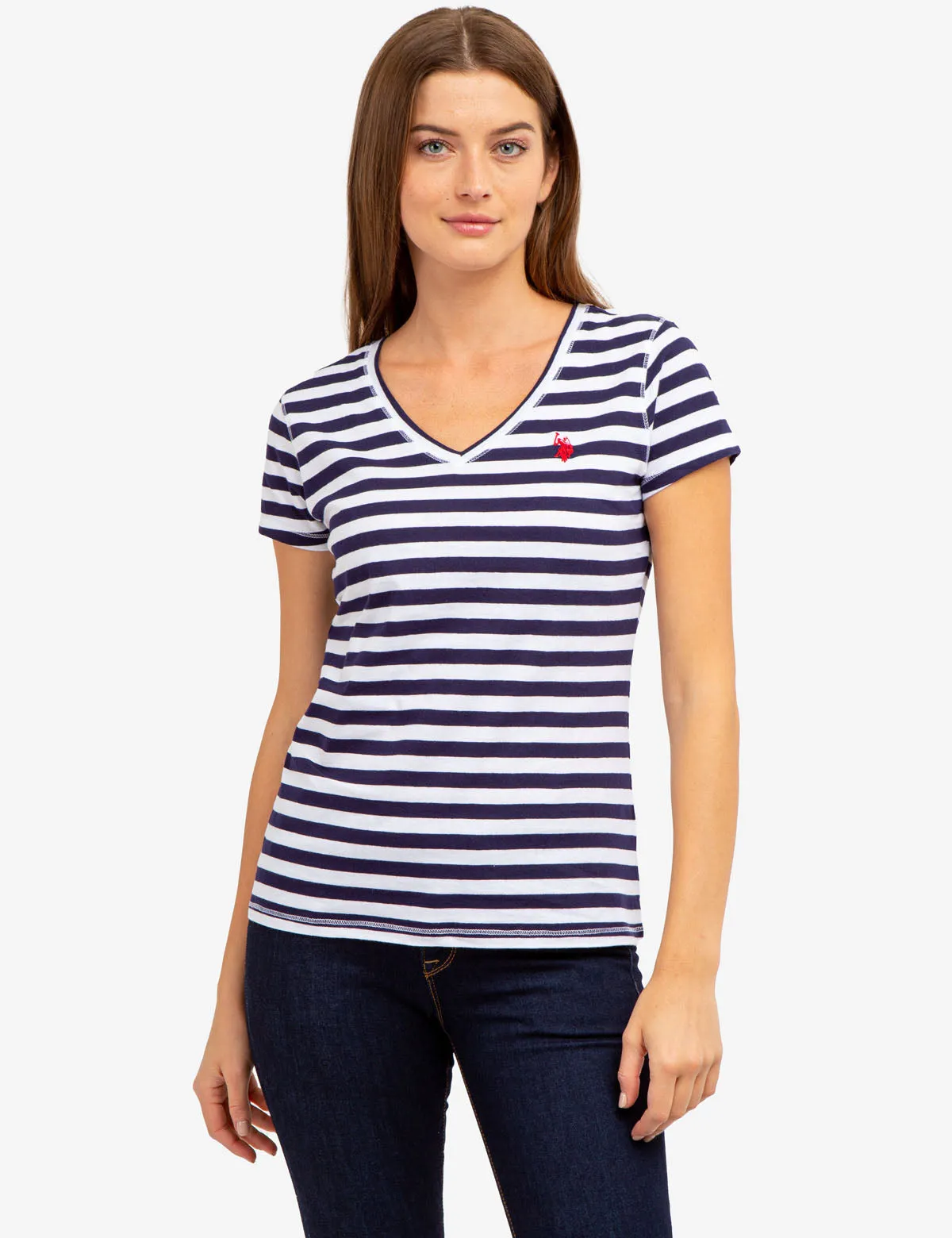 STRIPED V-NECK T-SHIRT