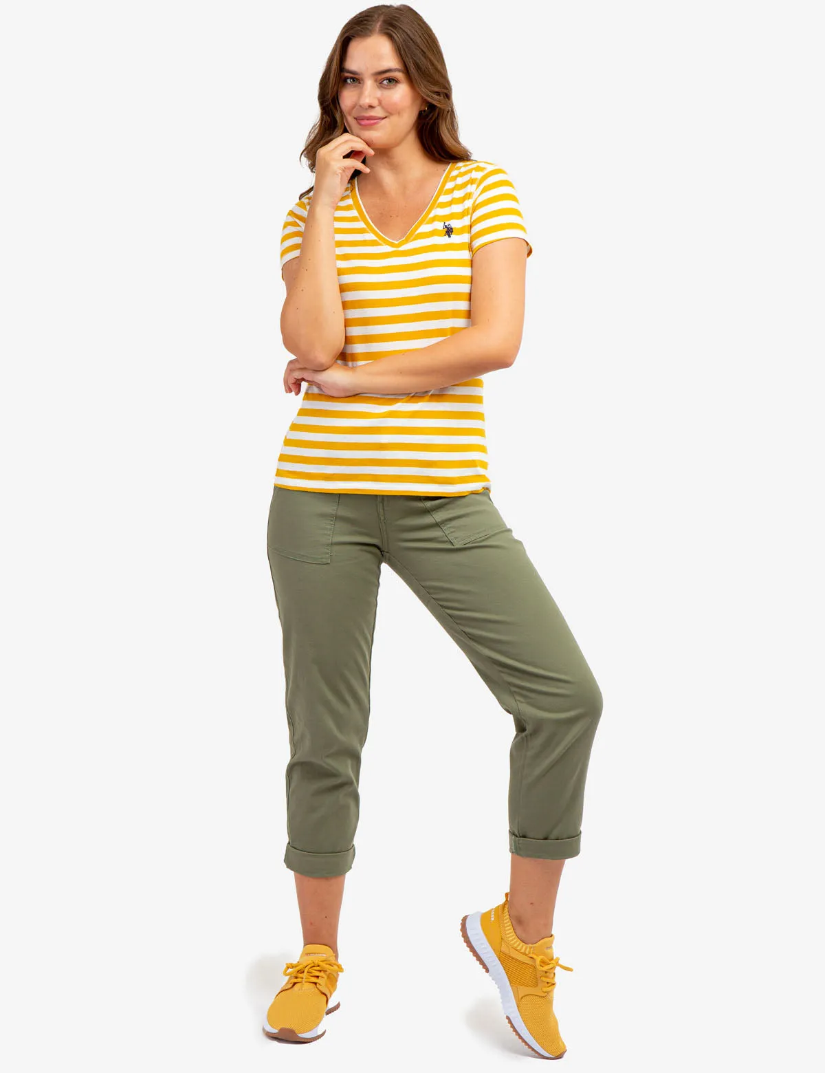 STRIPED V-NECK T-SHIRT