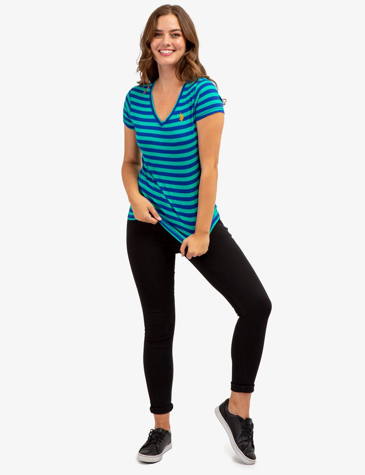 STRIPED V-NECK T-SHIRT