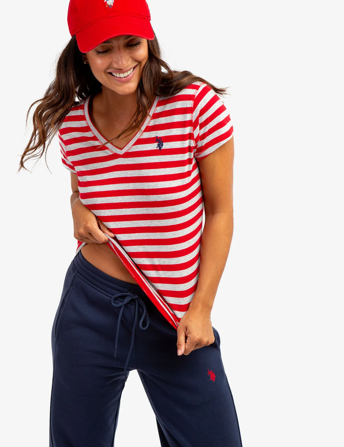 STRIPED V-NECK T-SHIRT