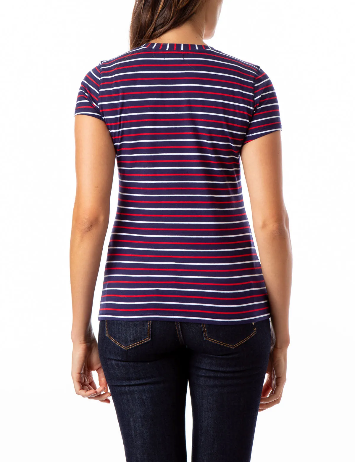 STRIPED YARN DYE V-NECK T-SHIRT