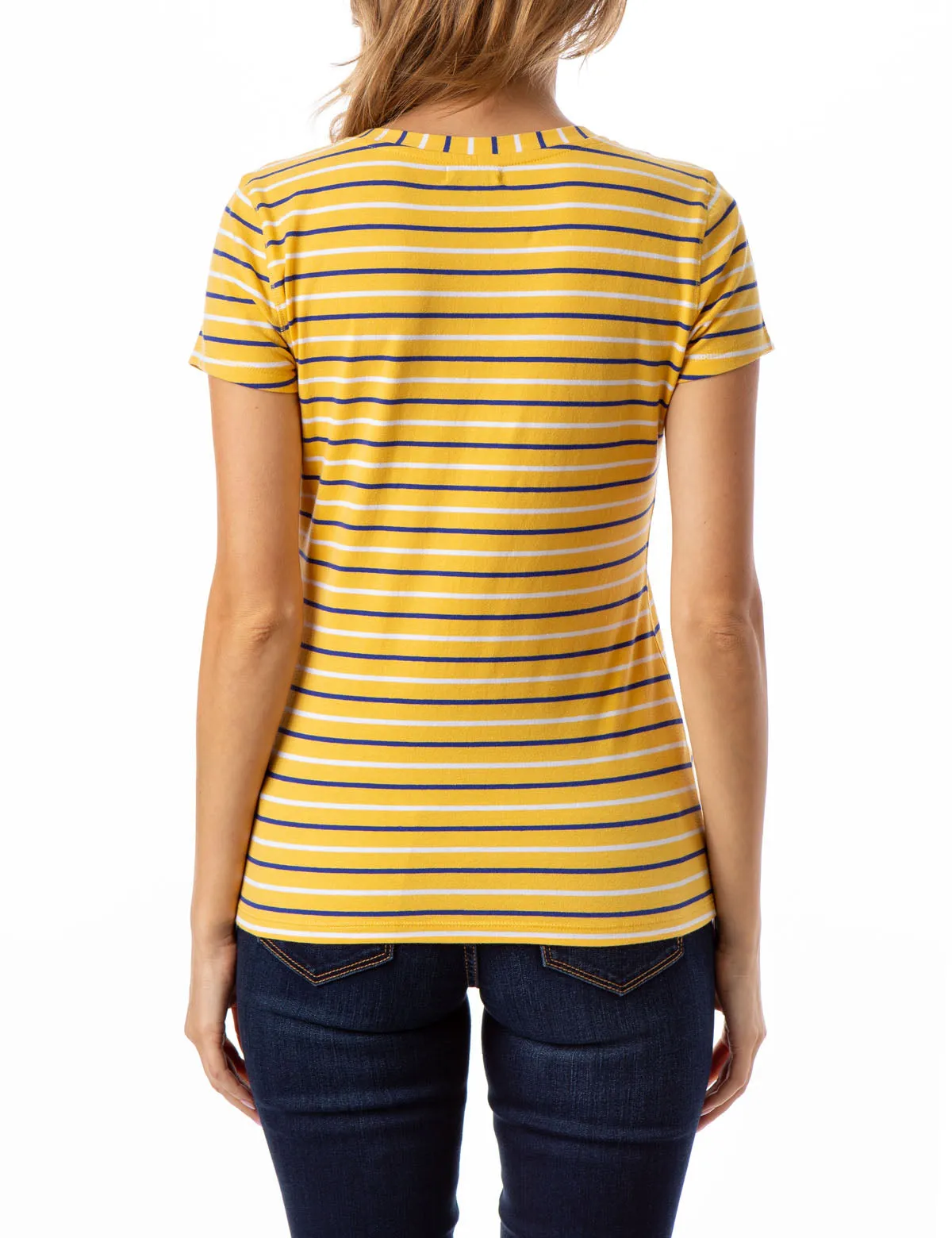 STRIPED YARN DYE V-NECK T-SHIRT