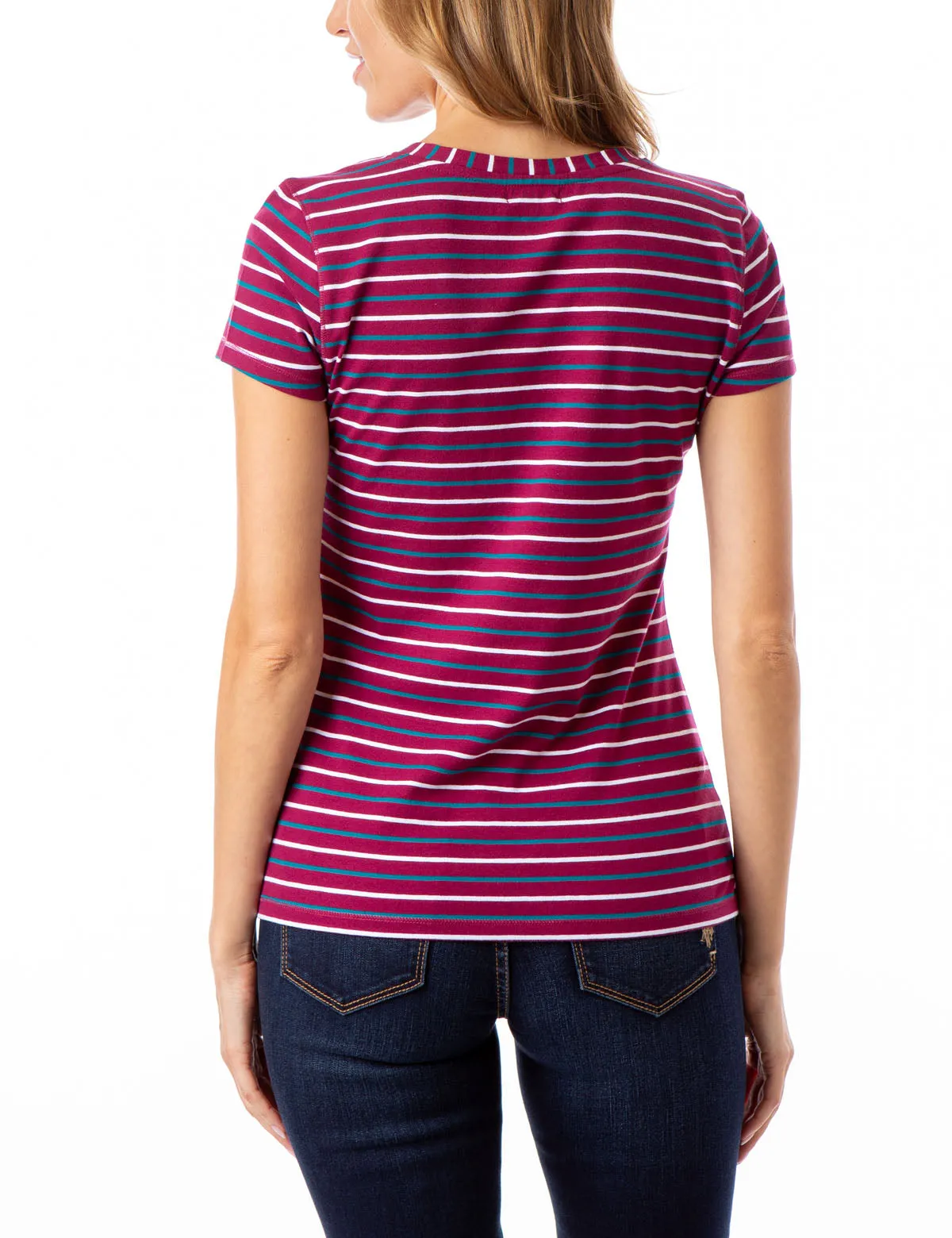 STRIPED YARN DYE V-NECK T-SHIRT