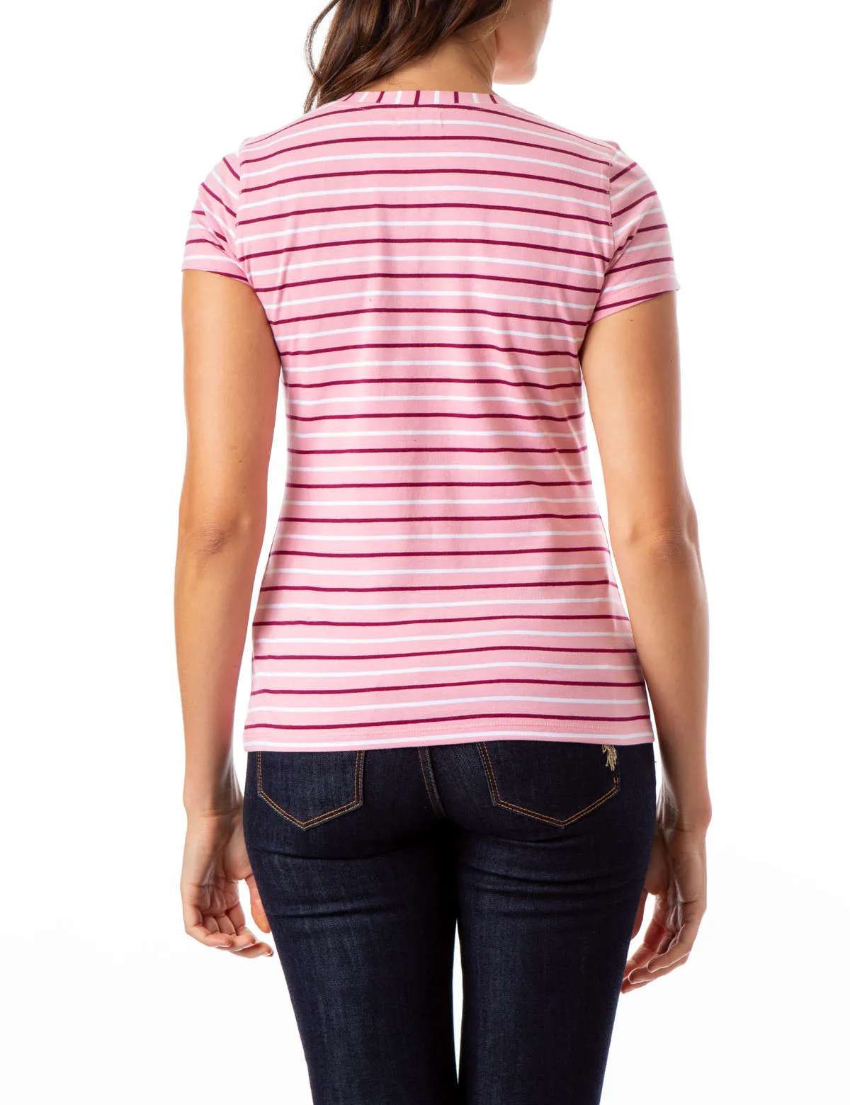 STRIPED YARN DYE V-NECK T-SHIRT