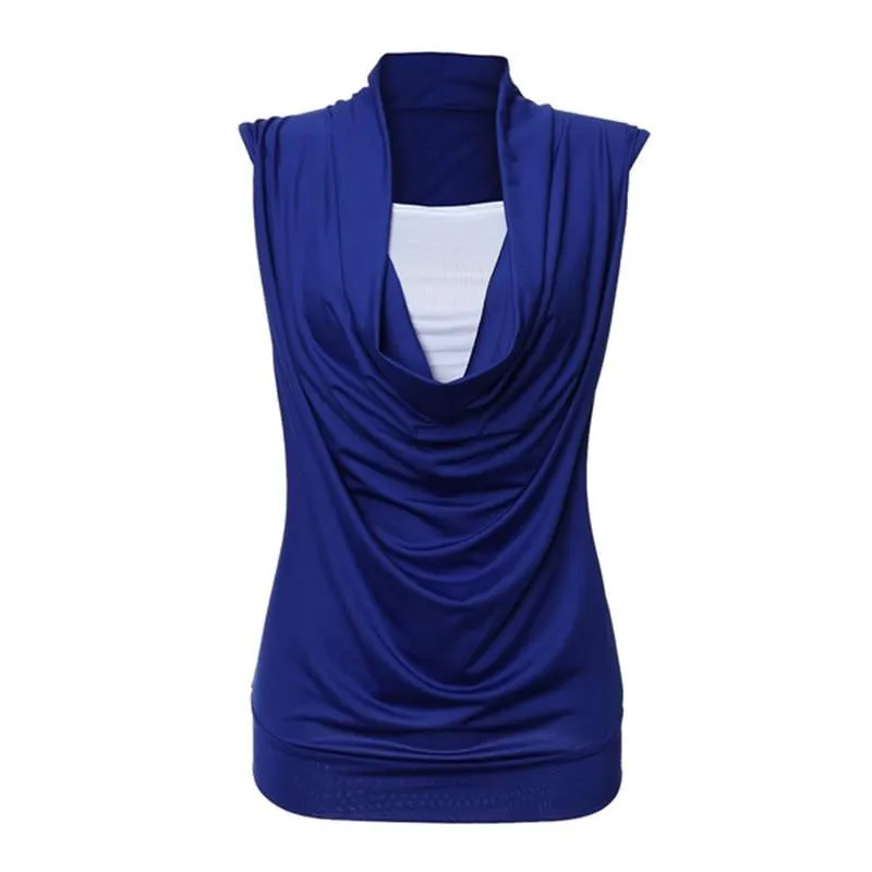 Style Fashion Women Sleeveless Blouse Casual Lady Solid Color Black Shirts Tops Plus Size