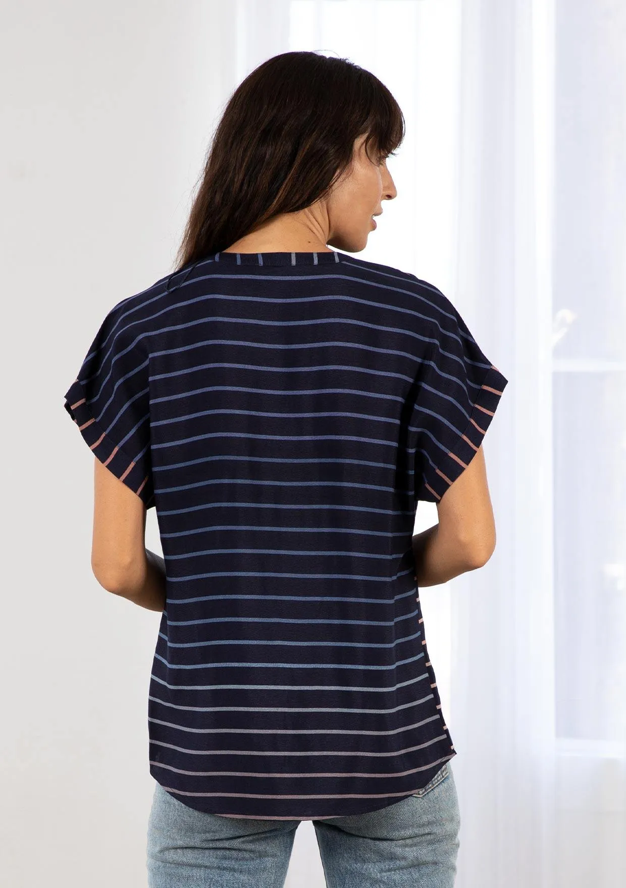 Sunset Stripe Popover Top