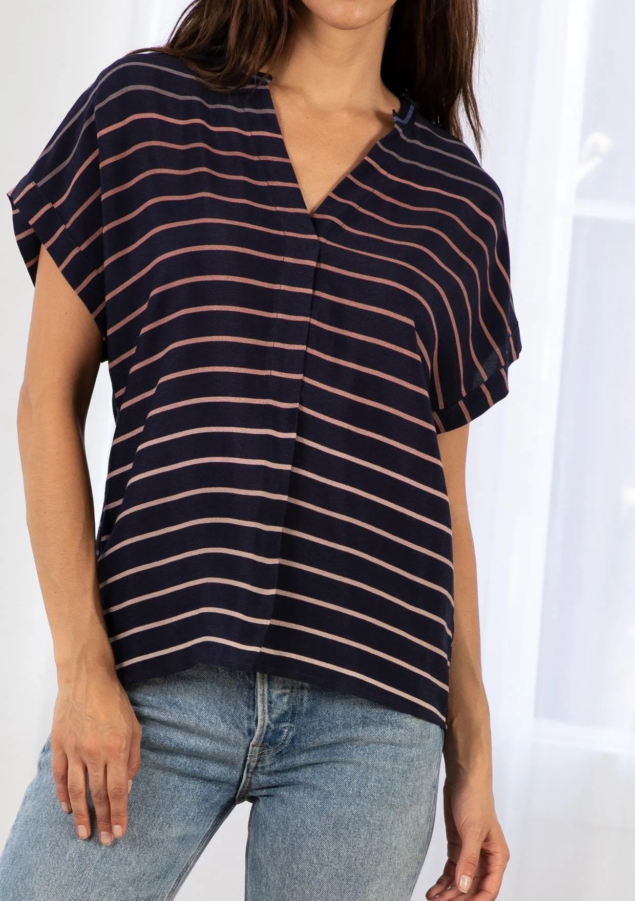 Sunset Stripe Popover Top