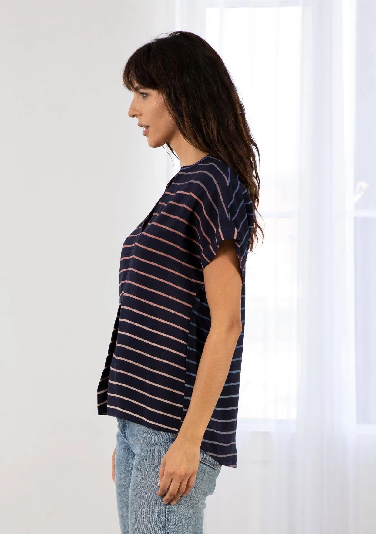 Sunset Stripe Popover Top