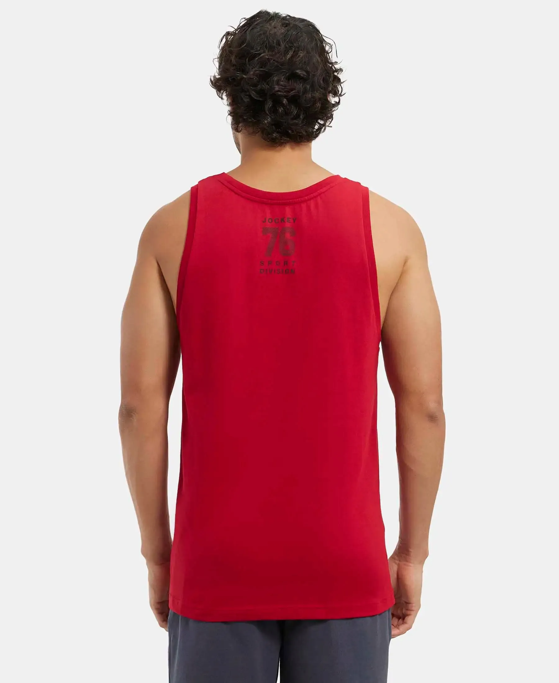 Super Combed Cotton Rich Graphic Printed Tank Top - Shangai Red Print