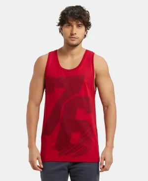 Super Combed Cotton Rich Graphic Printed Tank Top - Shangai Red Print