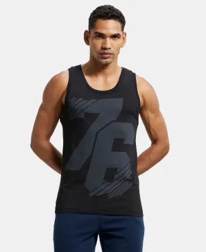 Super Combed Cotton Rich Tank Top - Black print