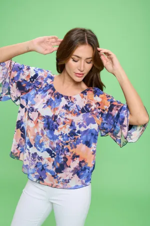 THREE TIER RUFFLE MESH OFF SHOULDER BLOUSE
