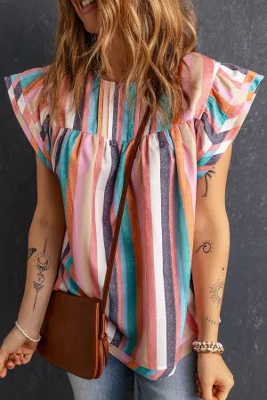 Tiered Ruffle Cap Sleeve Top