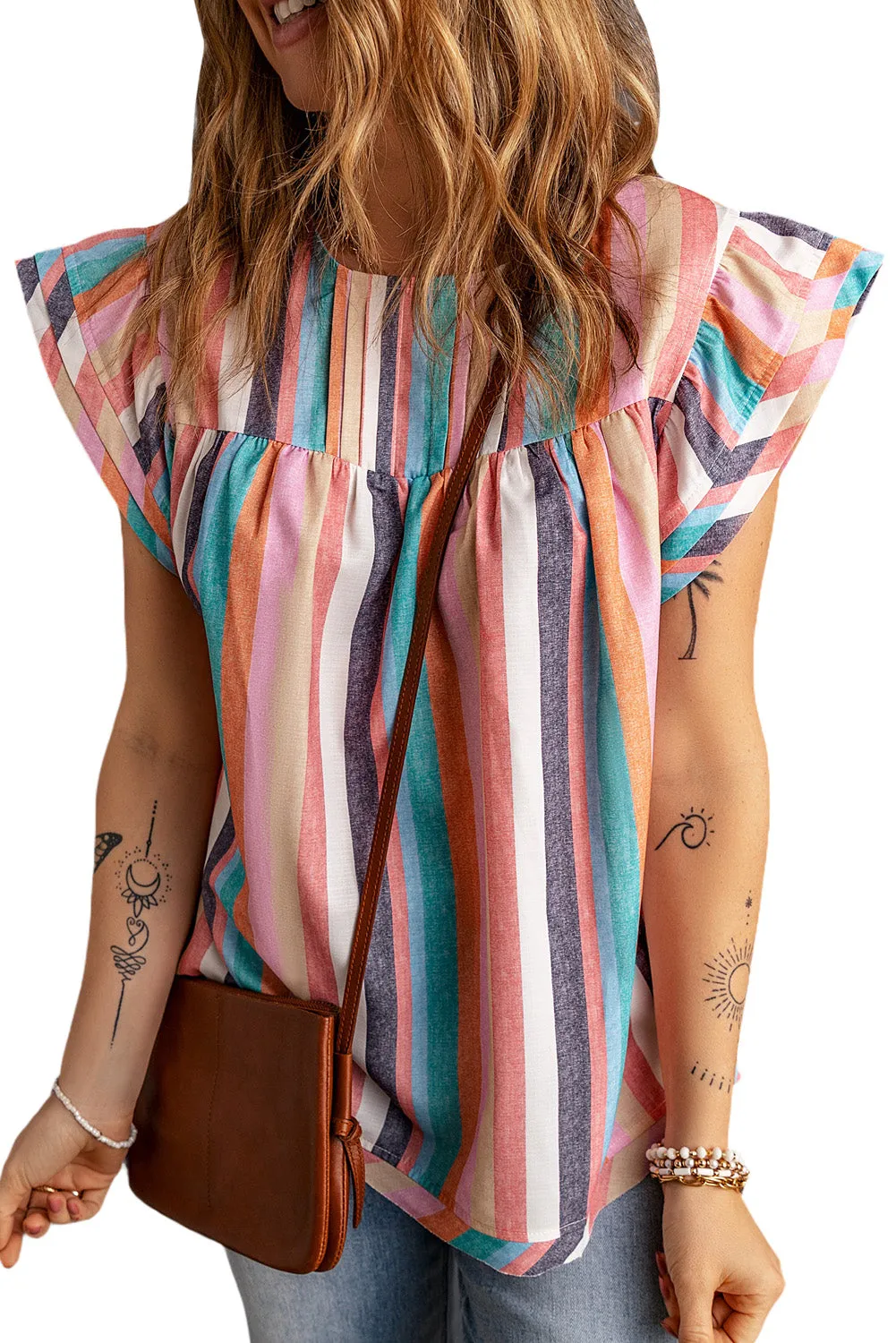 Tiered Ruffle Cap Sleeve Top