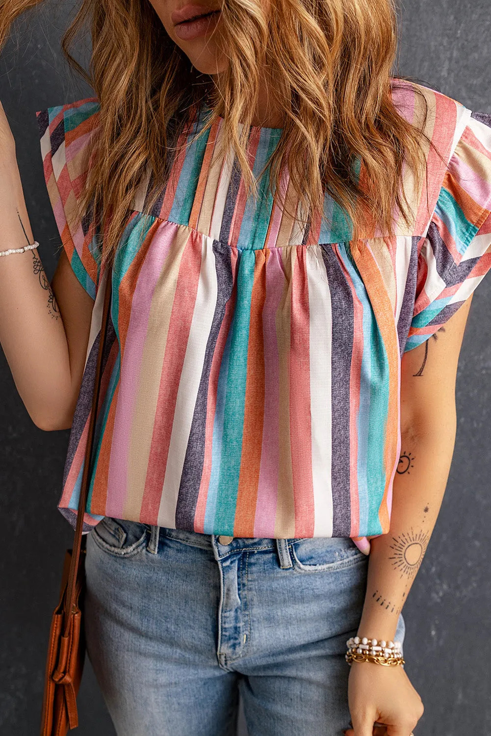 Tiered Ruffle Cap Sleeve Top