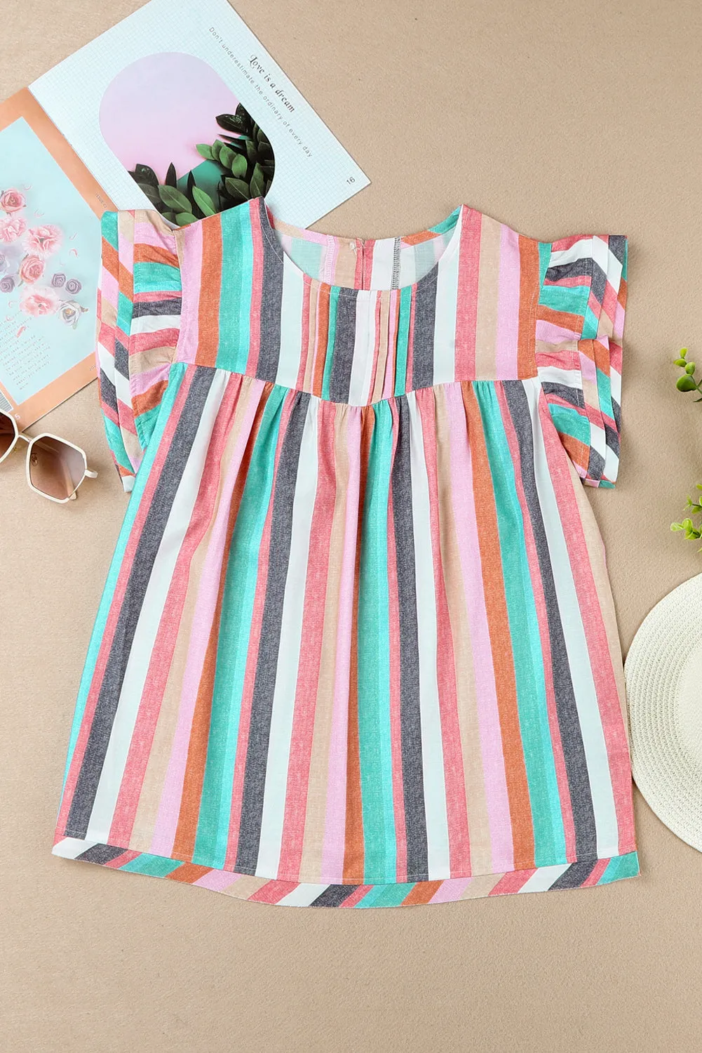 Tiered Ruffle Cap Sleeve Top