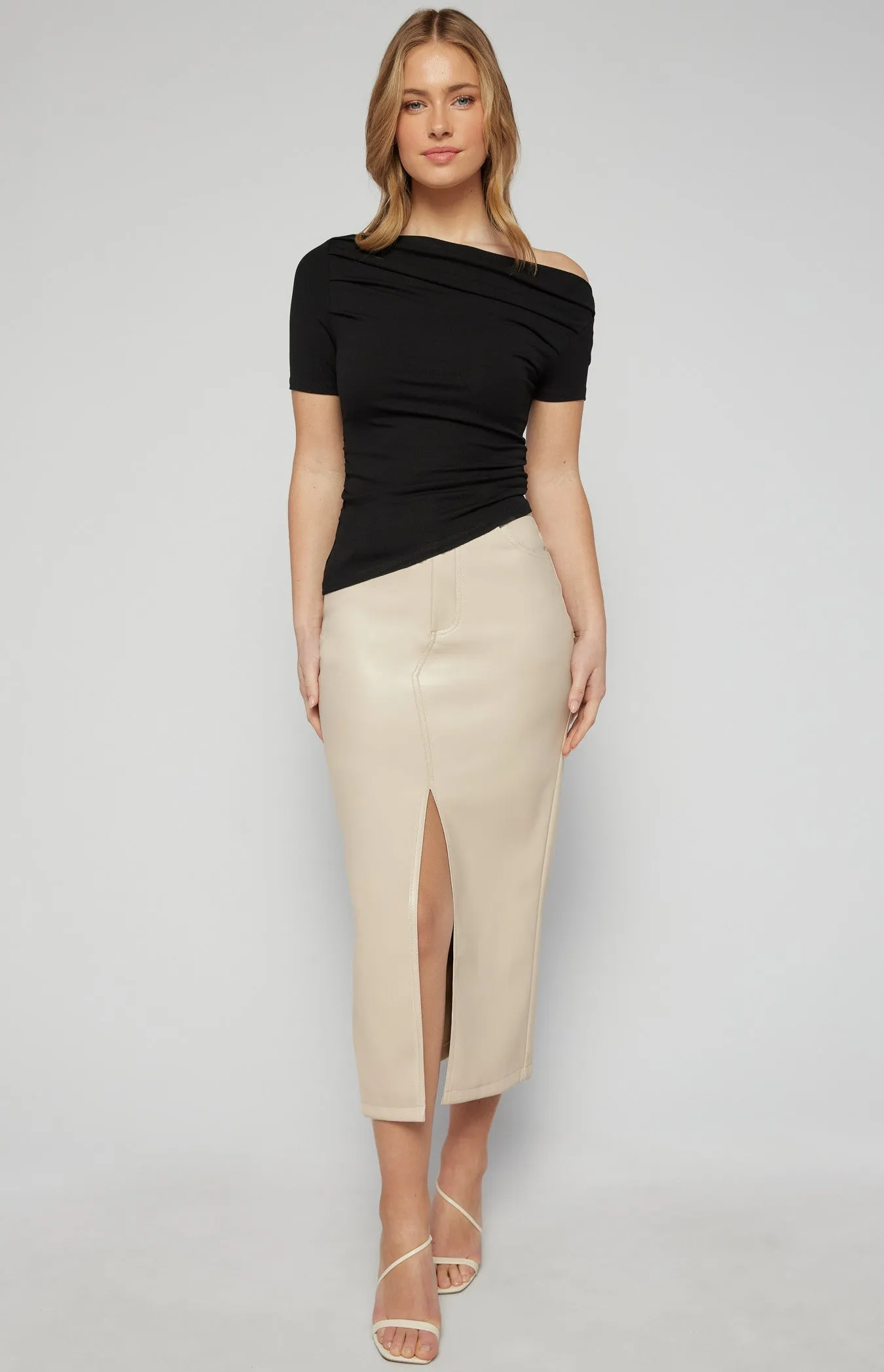 TWO WAY WEAR JERSEY TOP WITH ASYMMETRIC HAM