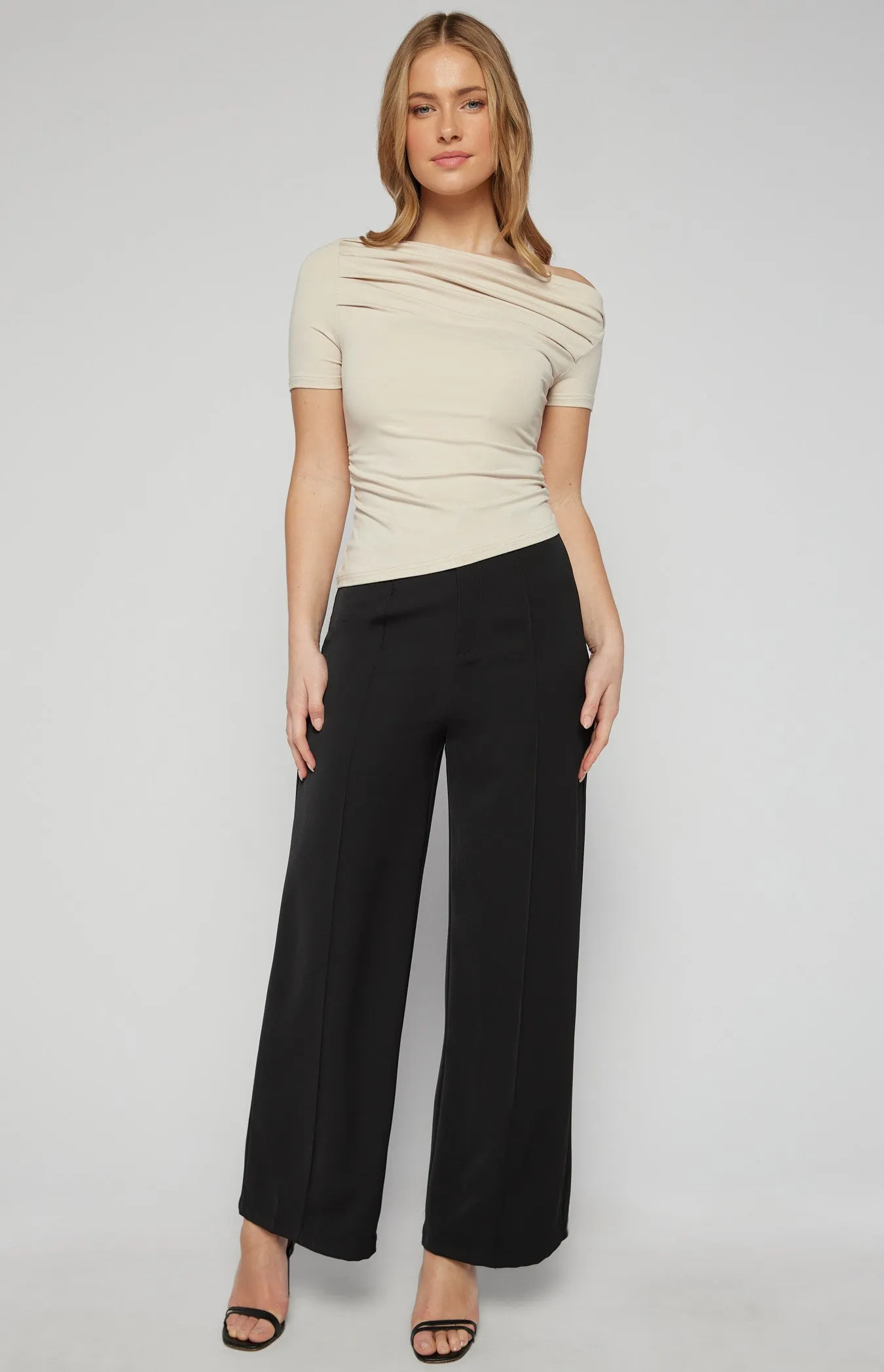 TWO WAY WEAR JERSEY TOP WITH ASYMMETRIC HAM