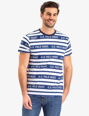UPSA LOGO STRIPED CREW NECK T-SHIRT