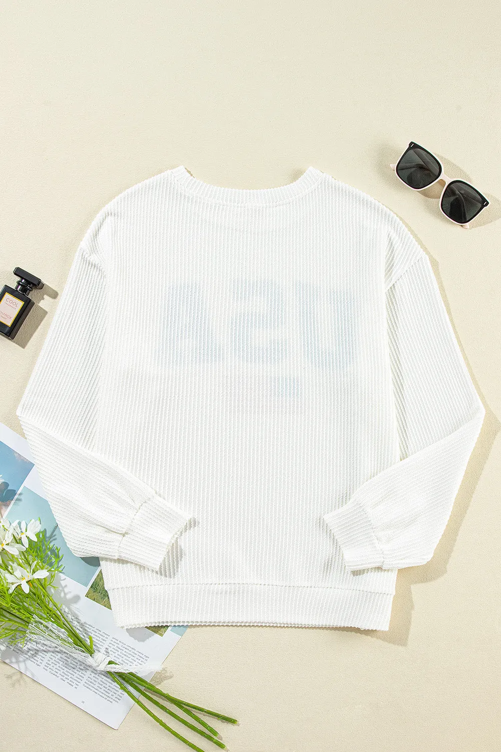 USA Graphic Round Neck Long Sleeve Top