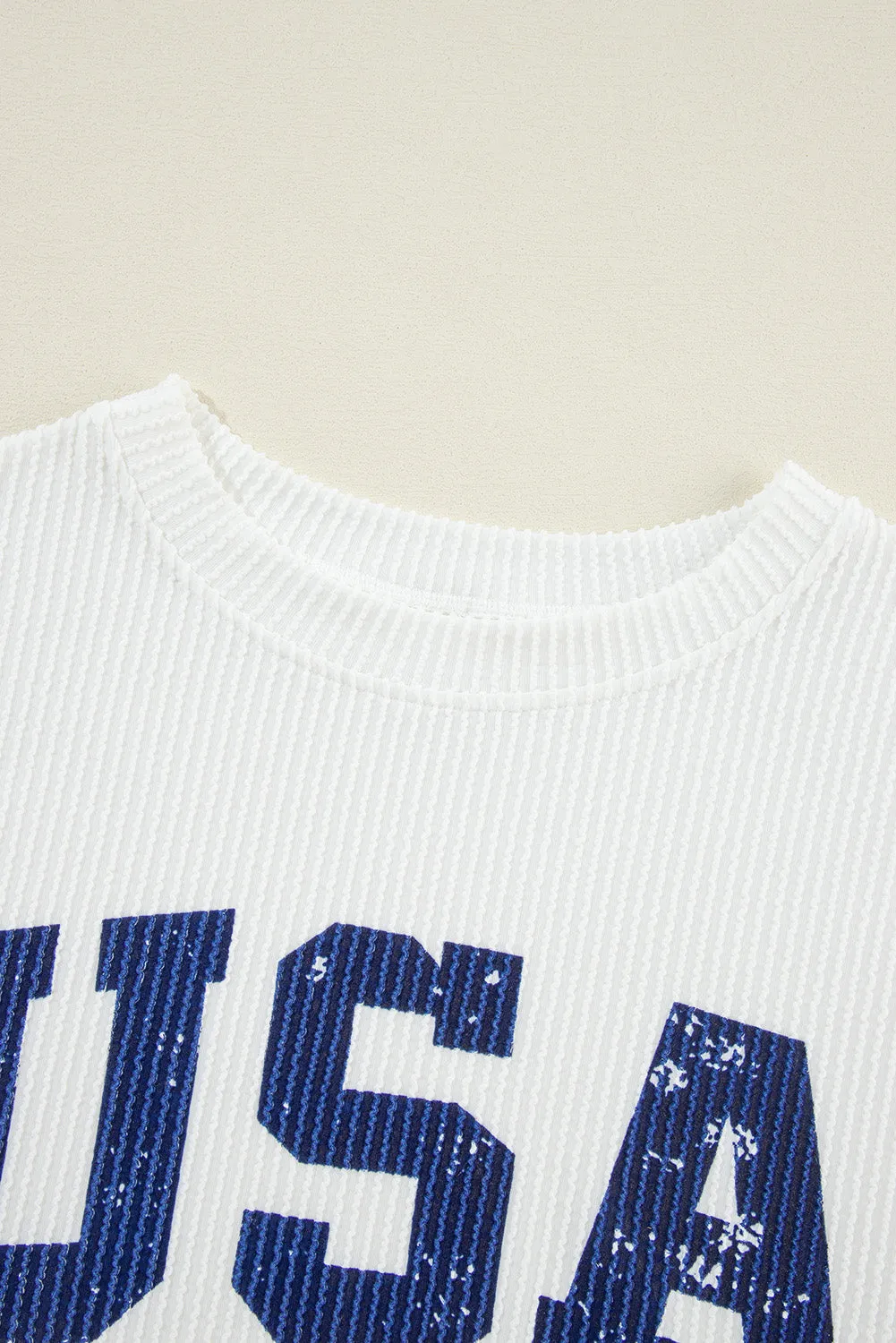 USA Graphic Round Neck Long Sleeve Top