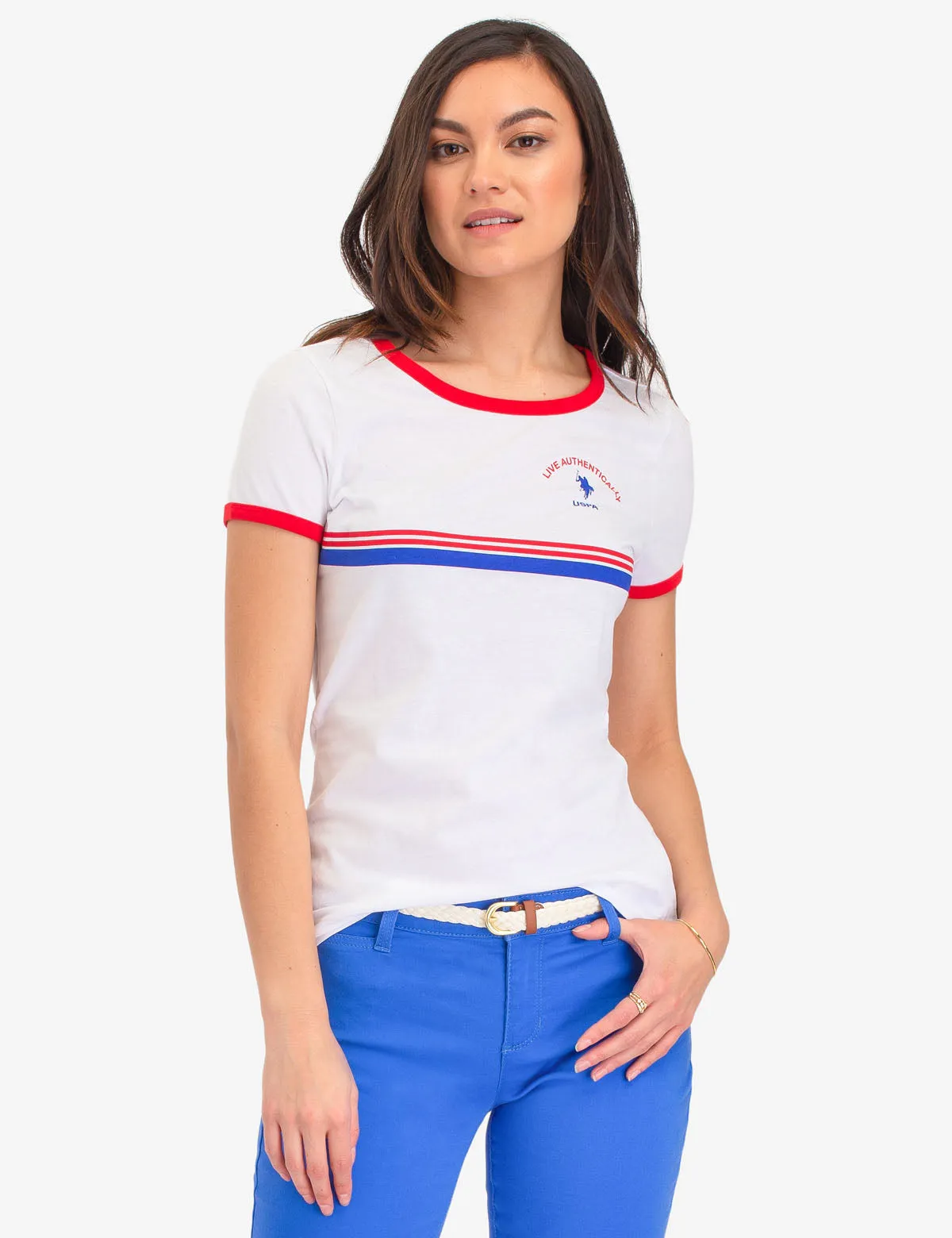 USPA 1890 RINGER STRIPED RETRO T-SHIRT