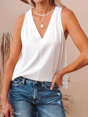 V Neck Shift Sleeveless Shirts & Tops