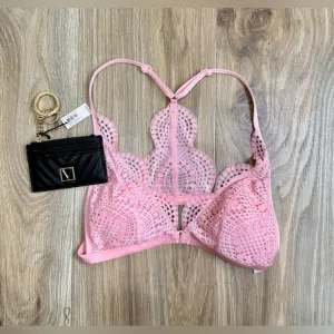 Victoria's Secret  Bralette Bra Pink Size M w/VS Credit Card Holder Keychain