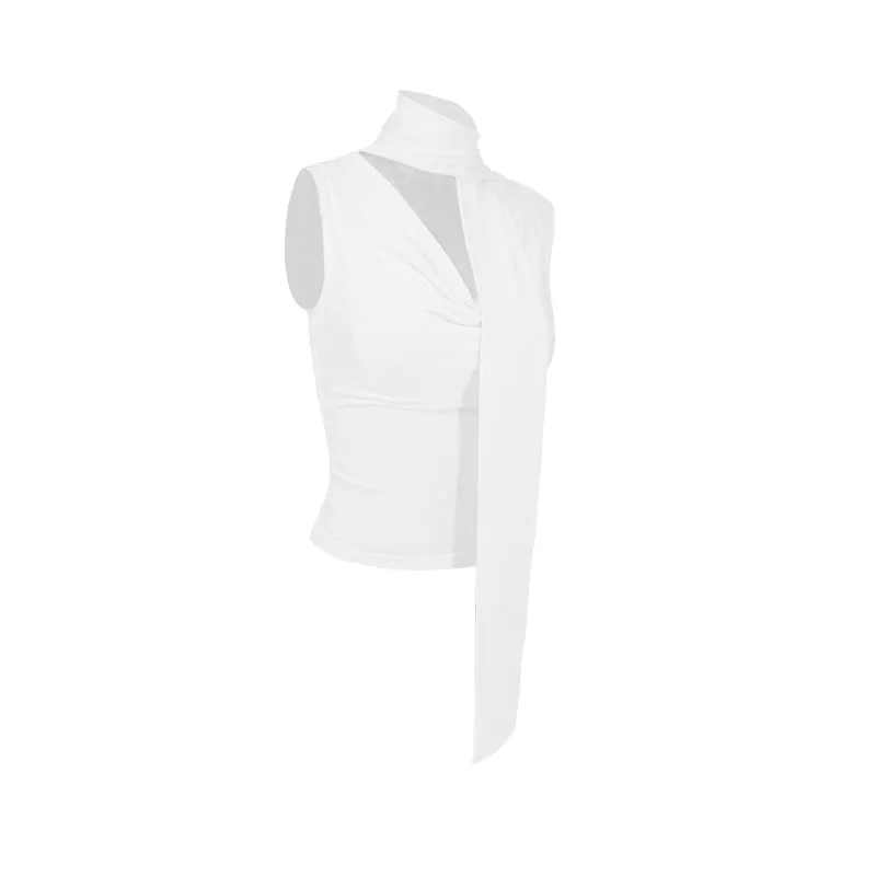 White Cowl Neck Top