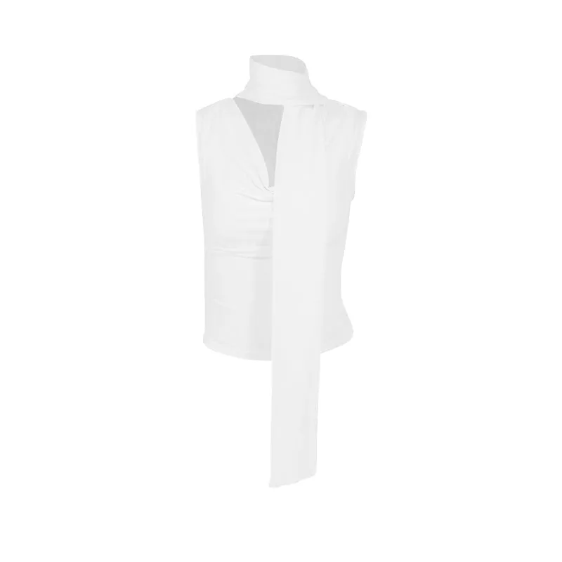 White Cowl Neck Top