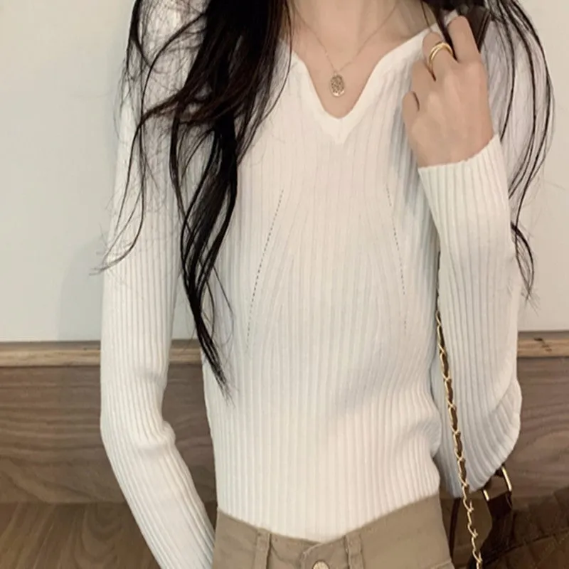 White Flat V Neck Top