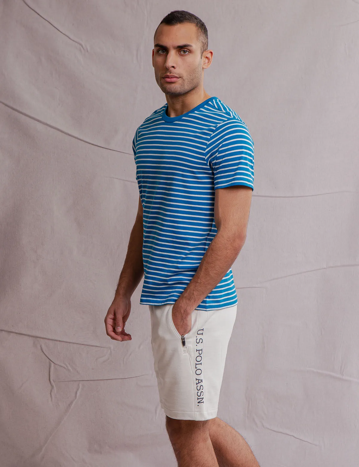 WHITE LABEL SUPIMA COTTON STRIPED T-SHIRT