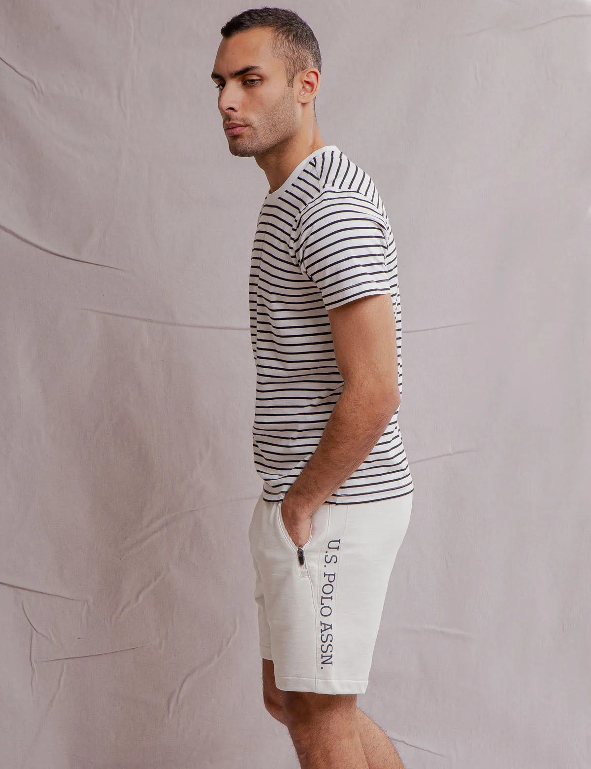 WHITE LABEL SUPIMA COTTON STRIPED T-SHIRT