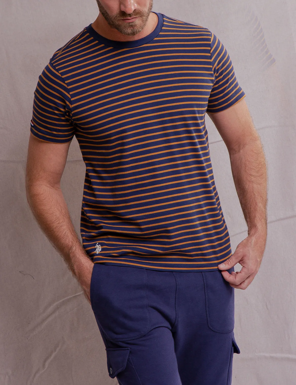 WHITE LABEL SUPIMA COTTON STRIPED T-SHIRT
