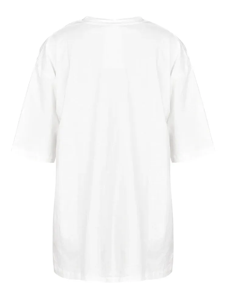 White Striped Irregular Tee