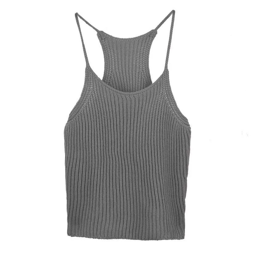 Women Crop Top Brandy Melville Camis Fashion Solid Knitted Vest Sleeveless Tank Tops cropped