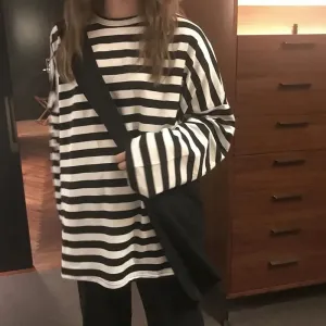 Women harajuku Striped Tshirt Long Sleeve O-Neck T-Shirts oversized T Shirt