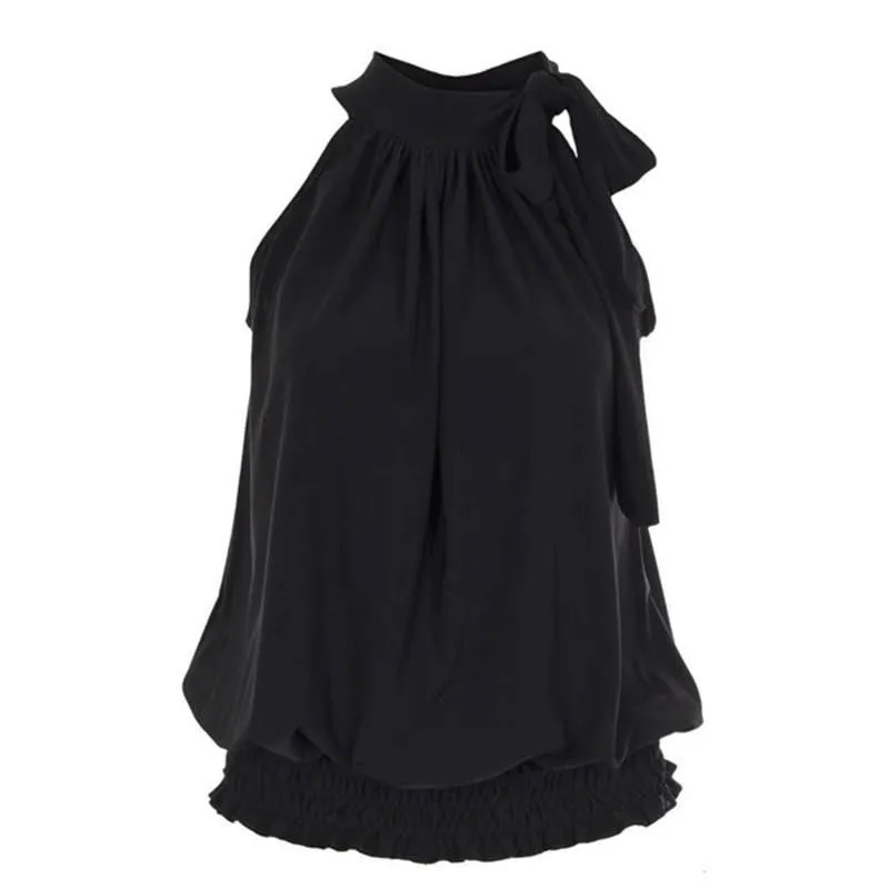 Women Sleeveless Tank Top Zanzea Casual Ruffled Elastic Waist Crop Tops Plus Size Black White Cropped
