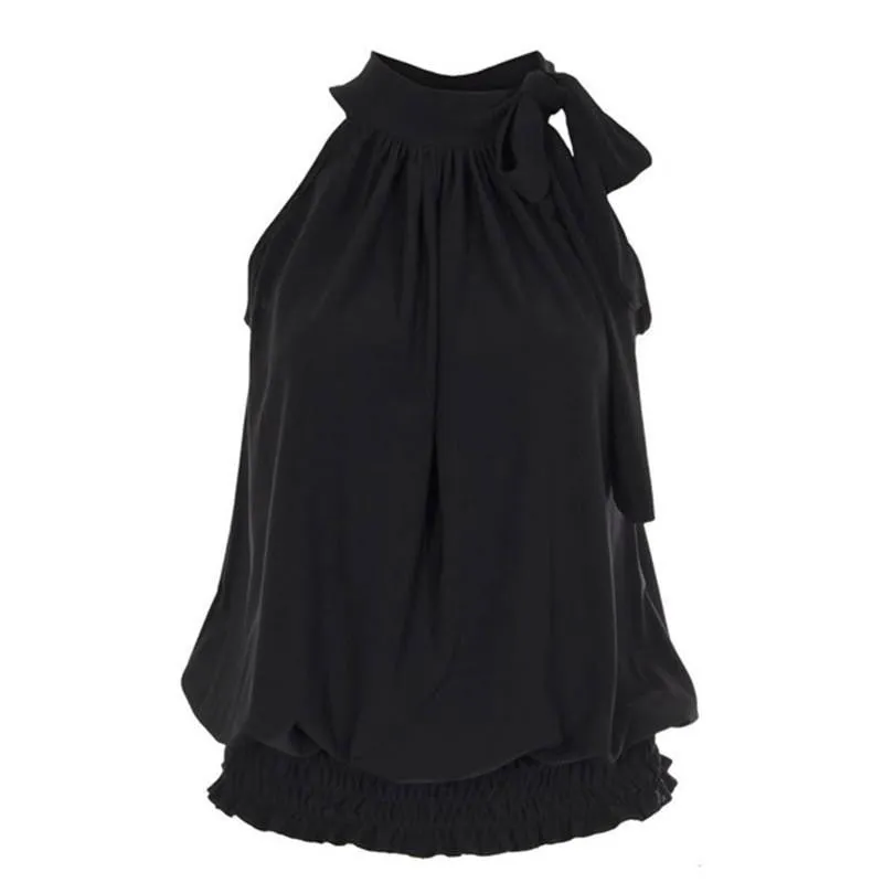 Women Sleeveless Tank Top Zanzea Casual Ruffled Elastic Waist Crop Tops Plus Size Black White Cropped