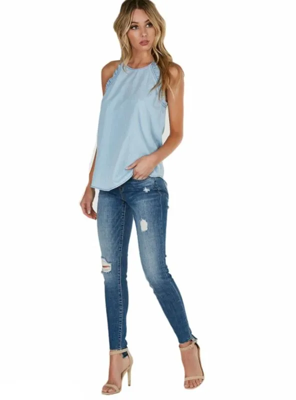 WOMEN T-SHIRT HOLLOW OUT BRIEF TOPS O-NECK