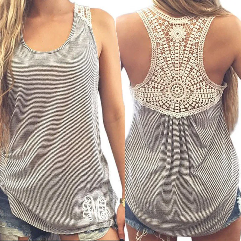 Women's Clothing Tops & Tees Tanks Fashion Women Summer Vest Top Sleeveless Casual Hollow Out Lace Tank Tops