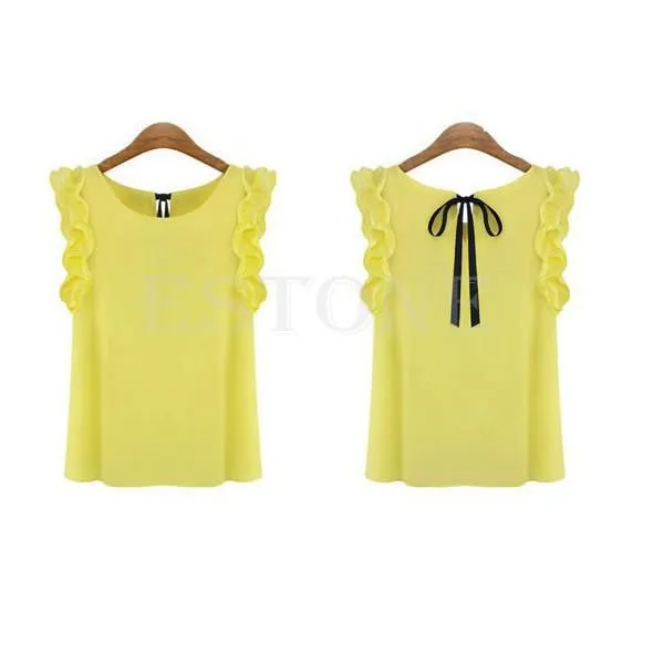 Women's Loose Casual Chiffon Sleeveless Tank Tops Blouse
