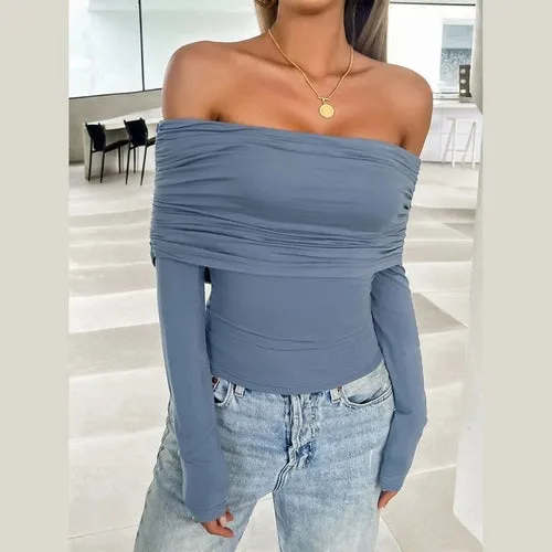 'Yarrow' Off Shoulder Ruched Crop Top