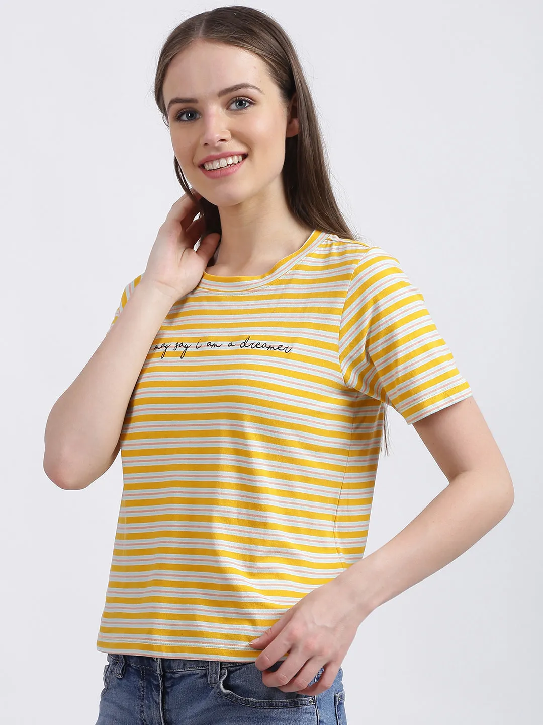 Yellow Striped Regular T-Shirt