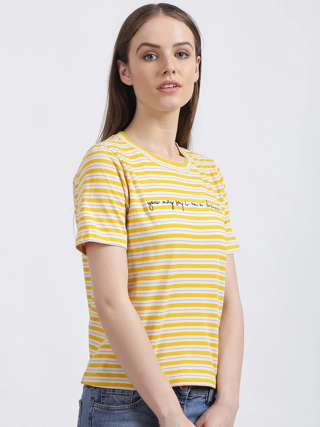 Yellow Striped Regular T-Shirt