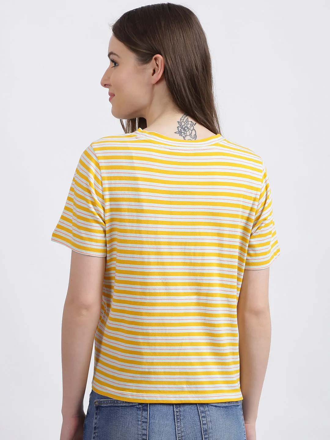 Yellow Striped Regular T-Shirt